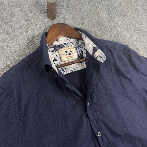 Report Collection Mens Summer Linen Shirt Short Sleeve Button Down Casual - Picture 1 of 6